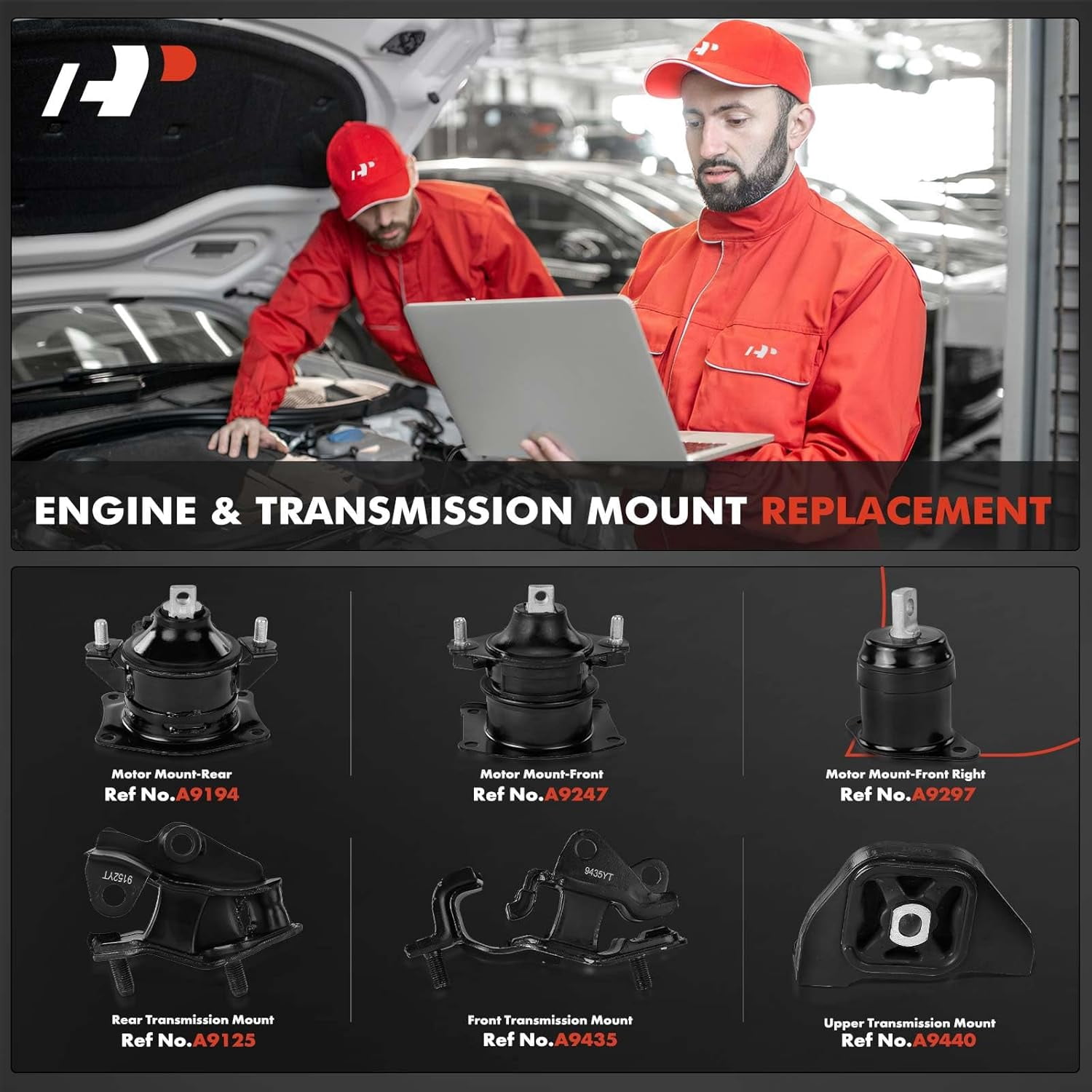 A-Premium 6PCS Engine Motor Mount and Transmission Mount Kit Compatible with Acura TSX 2004 2005 2006 2007 2008, 2.4L, Automatic Transmission, Replace# 50830SEPA02, 50830SEPA03