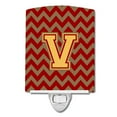 thumbnail image 1 of Carolines Treasures CJ1048-VCNL Letter V Chevron Garnet & Gold Ceramic Night Light, 1 of 1