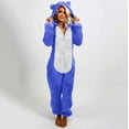 thumbnail image 5 of Adult Onesie Pajamas for Women, Cat Ears Cute Teddy Fleece Fuzzy Homewear Teens Plus Size Zip Hooded PJs Sleepwear (4X-Large, Blue), 5 of 6