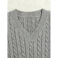 thumbnail image 3 of Hotian Women Cable Knit Sweater Vest V Neck Pullover Gray S, 3 of 6