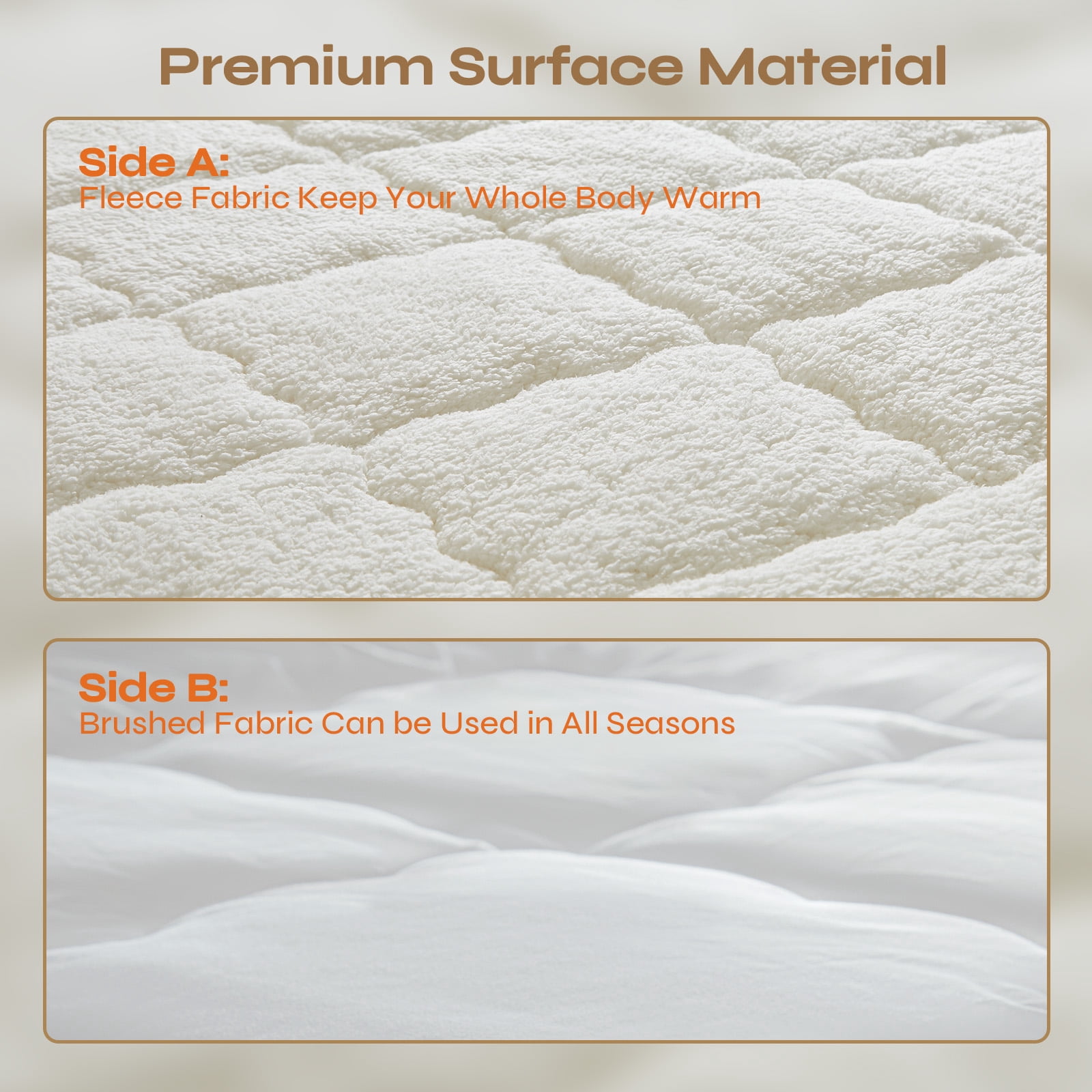 Pinmoco Extra Thick Queen Mattress Topper, Cozy Warm-retaining Sherpa Mattress Pad Pillow Top Thick Fleece Soft Mattress Protector Cover, Machine Washable