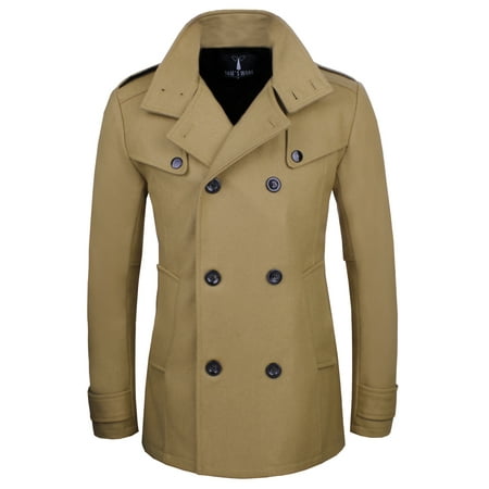 - TAM WARE Men Stylish Fashion Classic Wool Double Breasted Pea Coat
