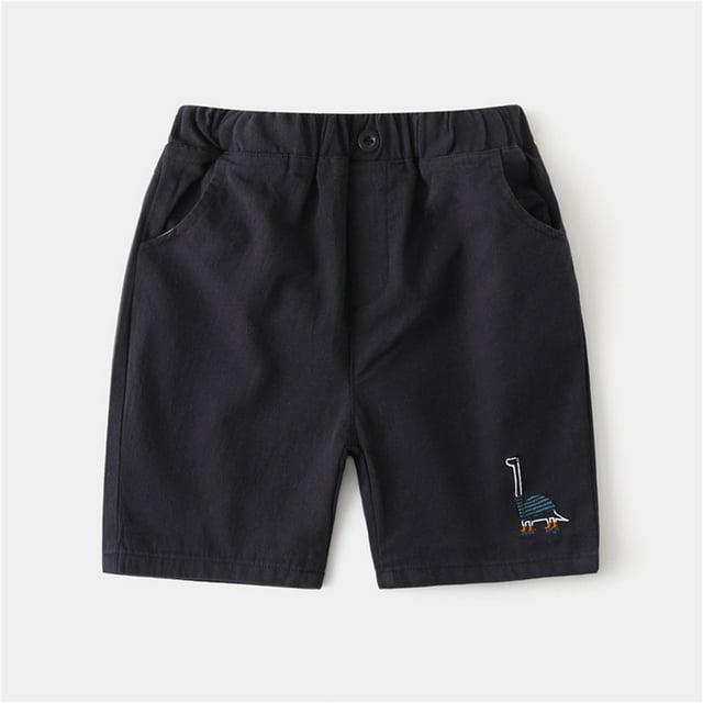 Summer Boys' Solid Color Print Five Quarter Pants Elastic Hot Pants For Wearing Outside Five Quarter Pants