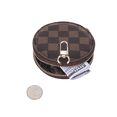 thumbnail image 3 of Daisy Rose Round Checkered Coin Purse Pouch Change Wallet Holder with clasp - PU Vegan Leather - BROWN CHECKERED, 3 of 9