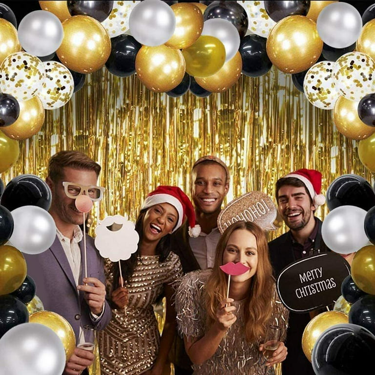 YANSION Luxury Birthday Party Decorations, Gold Metallic, Black Gold Silver  Confetti Balloons Supplies, Crown Beer Foil Balloons for 18th 21th 30th  40th 50th 60th Birthday Party 