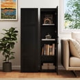 thumbnail image 2 of Costway 4-Tier Storage Cabinet with Door Freestanding Bathroom Cabinet for Small Space Black, 2 of 10