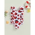 thumbnail image 2 of Bagilaanoe Little Girls One-Piece Swimsuit Heart Print Sleeveless Swimwear 2T 3T 4T 5T 6T 7T Kids Ruffle Bathing Suit, 2 of 9
