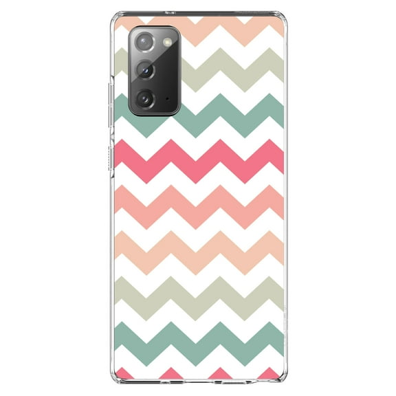 DistinctInk Clear Shockproof Hybrid Case for Galaxy Note 20 ULTRA (6.9" Screen) - TPU Bumper, Acrylic Back, Tempered Glass Screen Protector - Pastel Chevron Wave Stripes - Stripes Pattern