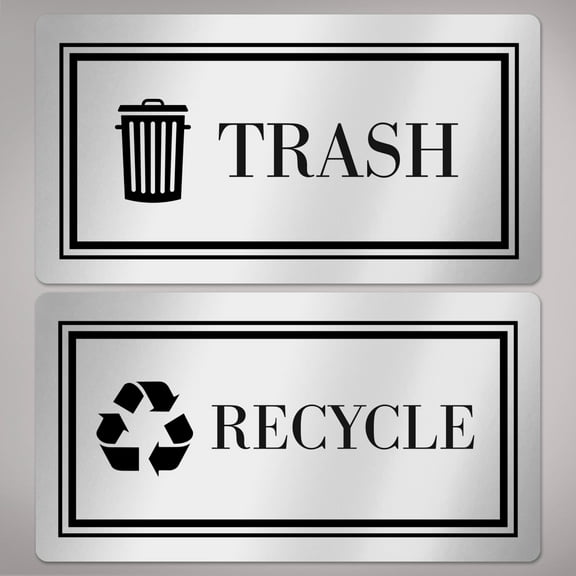 Avery Metallic Rectangle Recycle and Trash Stickers, 2" x 3-3/4", Silver, 8 Total