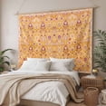 thumbnail image 3 of Orange Yellow Boho Tapestry for Bedroom Wall Hanging Tapestry, Vintage Shabby Abstract Geometric Art Ceiling Backdrop Tapestries Poster Blanket Wall Decor for Teens Room Living Room Dorm 55" x 73", 3 of 8