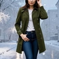thumbnail image 6 of Women's Notch Lapel Double Breasted Trench Coat Classic Mid Length Outerwear Jacket Coat With Cuff Buckles Long Sleeve Solid Color Casual Daily Wear Work Office Travel | CSEONE,Army Green L, 6 of 9