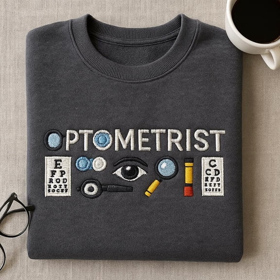 Optometrist Embroidered Sweatshirt, Optometry Shirt, Eye Doctor Gift, Optician Appreciation, Eye Exam Tech Hoodie, Eye Care