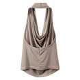 thumbnail image 5 of Xijirk Women Tank Top Draped Neck Sleeveless Slim Fit Camisole for Daily Casual Wear,Khaki,L, 5 of 5