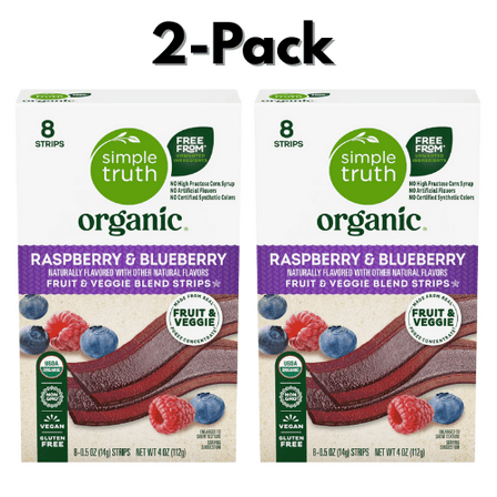 Simple Truth Raspberry & Blueberry Fruit & Veggie Blend Strips 2-Pack 4 oz
