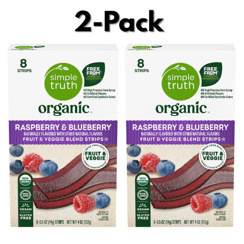 Simple Truth Raspberry & Blueberry Fruit & Veggie Blend Strips 2-Pack 4 oz