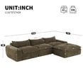 thumbnail image 2 of DTTRA 116" Boneless Sectional Couch, L Shaped Modern 4 Seater Modular Sofa with Ottoman, Deep Seat Chenille Cloud Couches for Living Room, Bedroom and Apartment, No Assembly Required, Brown, 2 of 8