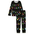 thumbnail image 2 of Renewold Christmas Matching Holiday Pajamas for Family Colorful Lights PJ Top and Pants 2pcs,Size 5XL Men's Long Sleeve Scoop Neck Nightwear Lounge Set, 2 of 5
