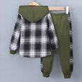 thumbnail image 4 of CAUYDY Kids Boy's Outfits Baby Toddler Button Plaid Long Sleeve Jacket and Elastic Waist Sweatpants 2 Piece Set Fall Winter AG for Sizes 5-6 Years, 4 of 9