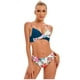 thumbnail image 1 of Bikini para mujer Traje de baño Estampado floral con cordones Cuello en V Traje de baño de dos piezas, Azul-3, L Feliz Sencillez, 1 of 5
