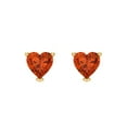 thumbnail image 3 of 1 Ct Heart Cut Studs Red Crystal 18K Yellow Solid Gold Everyday Dainty Earrings Screw Back, 3 of 7