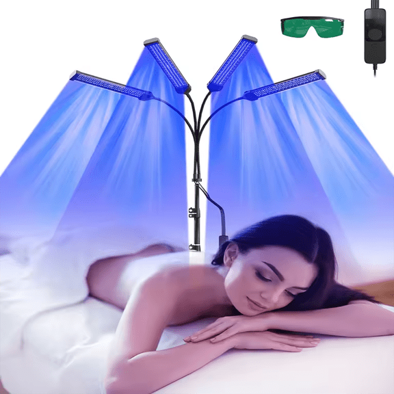 4-Head Tanning Lamp Light for Home Use with Adjustable Stand Blue Light for Indoor