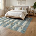 thumbnail image 3 of ODIKA 6'x9' Washable Area Rug Seashell Coral Starfish Marine Motifs Striped Nautical Vintage Playful for Family Room, Living Mater Bedroom, Non-Slip, Easy Care, 3 of 7