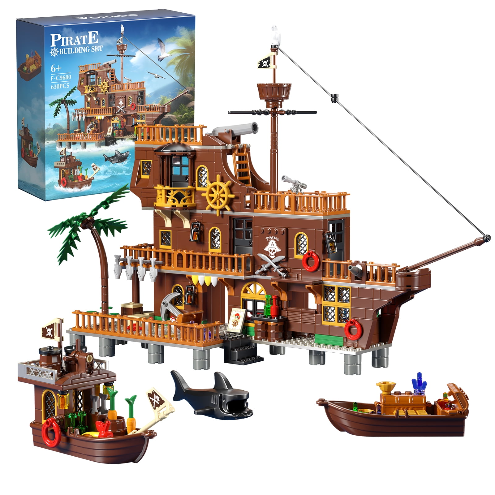 Pirate Ship Building Set Pirate s Wharf Supply Center Building Brick Toy Makes a Great Gift for Boys Girls Ages 6 Years Walmart