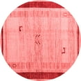 thumbnail image 1 of Ahgly Company Machine Washable Indoor Round Abstract Red Modern Area Rugs, 4' Round, 1 of 4
