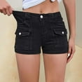 thumbnail image 3 of Dndif Clearance! Jean Shorts Womens Summer New Denim Stretch Women's Multi Pocket Denim Shorts Elastic Waist Jeans For Women Black L, 3 of 5