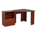 thumbnail image 2 of HOMCOM Corner Computer Desk with Printer Cabinet, Cherry, 2 of 9