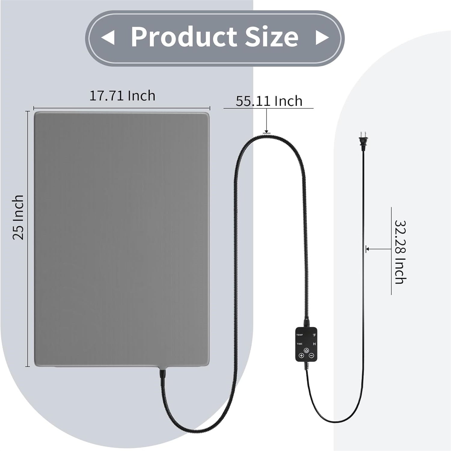 Heating Pad for Bathroom Rugs, with Memory Function, Adjustable Temperature (32-146℉) and Time (1-24h),Keep Dry Bathroom Bath Mat in Winter Every Day, Waterproof, 25"x17.5"