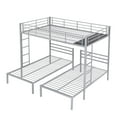 thumbnail image 5 of Harper & Bright Designs 3 in 1 Bunk Bed Full Over Twin & Twin Size Bunk Bed for Boys Girls, Metal Bunk Bed Frame with Built-in Shelf, Silver, 5 of 12