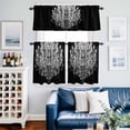 thumbnail image 2 of Crystal Chandelier Kitchen Curtains Valances and Tiers Set of 3 Candle Vintage Abstract Black Background Tier Curtains and Valance with Rod Pocket for Small Windows, 27.5"x24", 2 of 9