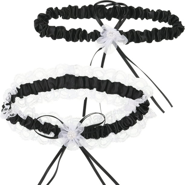 Qarigey 2 pack/lote Liga de boda cómoda con aplicación amplia anillo para pierna lazo para pierna nupcial diario Accesorios de disfraces Azul real