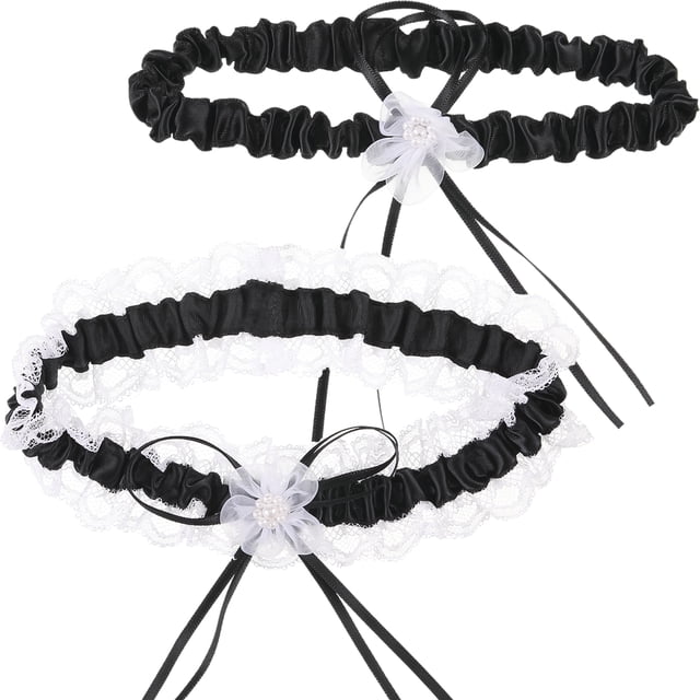 Qarigey 2 pack/lote Liga de boda cómoda con aplicación amplia anillo para pierna lazo para pierna nupcial diario Accesorios de disfraces Azul real