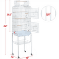 thumbnail image 4 of Yaheetech 64"H Open Top Metal Bird Cage with Double Doors and Slide-out Tray, White, 4 of 9