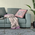 thumbnail image 4 of Pond Peacock Throw Pillow with Removable Cover in Pink Peach Muted Yellow 20x20, 4 of 8