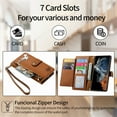 thumbnail image 4 of Ancove for iPhone 13 Pro Max Wallet Case with Card Holder & Wrist Strap,Cute PU Leather RFID Blocking Love Heart Pattern Kickstand Zipper Purse Flip Case Cover for Women Girls,Brown, 4 of 8
