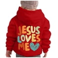 thumbnail image 5 of MIASHUI Chandail en Molleton pour Filles Hauts à Capuche Imprimé Alphabet Manches Longues, Rouge, 4-5 Ans, 5 of 5