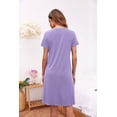 thumbnail image 5 of Oudiya Women Button Down Nightgown Short Sleeve Nightshirt V Neck Sleepwear Pajama Dress, S-3XL, 5 of 6