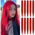 thumbnail image 1 of LAICAIW Rallonges de Cheveux Colorées de 22 Pouces, Postiche Lisse, Mèches de Fête Multicolores à Clipser, Rallonges de Cheveux Synthétiques (10 Pcs Rouge), 1 of 6