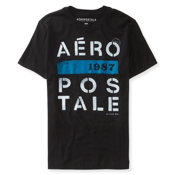 Camiseta gráfica Aeropostale Mens Stencil 1987 Negro XX-Large