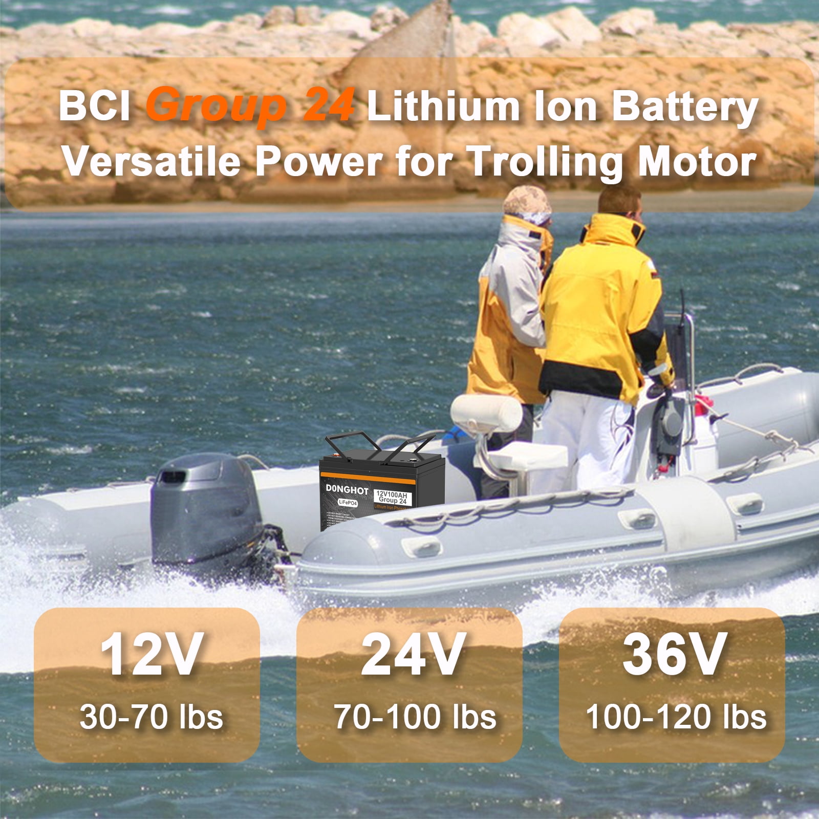 12V 100AH LiFePo4 lithium Deep Cycle Battery with 100A BMS for Trolling Motor,RV,Golf Cart