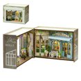 thumbnail image 1 of Kit de rincón de libros de madera 3D, modelo de rincón de libros en miniatura para casa de bricolaje, estantería LED decorativa K0X4, 1 of 5