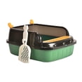 thumbnail image 3 of FITYLE Open Top Pet Litter Tray, Cat Litter Basin, Cat Sandbox Kitten Toilet Bedpan Cat Litter Tray High Sided for Kitty Indoor Cats Green M, 3 of 10