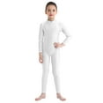 thumbnail image 2 of Kaerm Kids Girls Turtleneck Long Sleeve Unitards One Piece Full Body Gymnastics Dance Leotard Ivory 9-10, 2 of 7