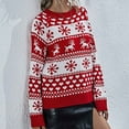 thumbnail image 4 of Qertyioot Chandails de Noël pour Femmes Col Rond, Mode Manches Longues Col Rond Tendance Ample Blouse Flocon de Neige Chandail Tricoté, 4 of 6
