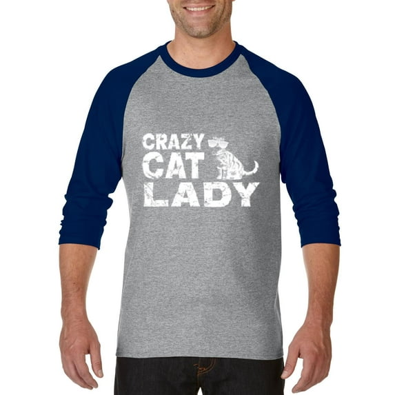 Artix - Mens Raglan Sleeve Baseball T-Shirts, up to Size 3XL - Crazy Cat Lady