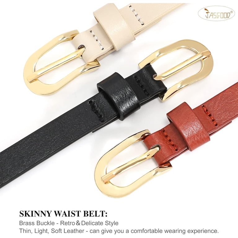 3 Pack Women\'s PU Leather Belts with Gold Buckle for Jeans Dresses Euqvunn 3 Pack Women PU Belts, Retro Women main image 2