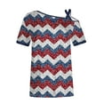 thumbnail image 3 of SELONE 4th of July Work Shirts for Women Stripe Pullover One Shoulder Short Sleeve Tops Patriotic Graphic Clothes, 3 of 4